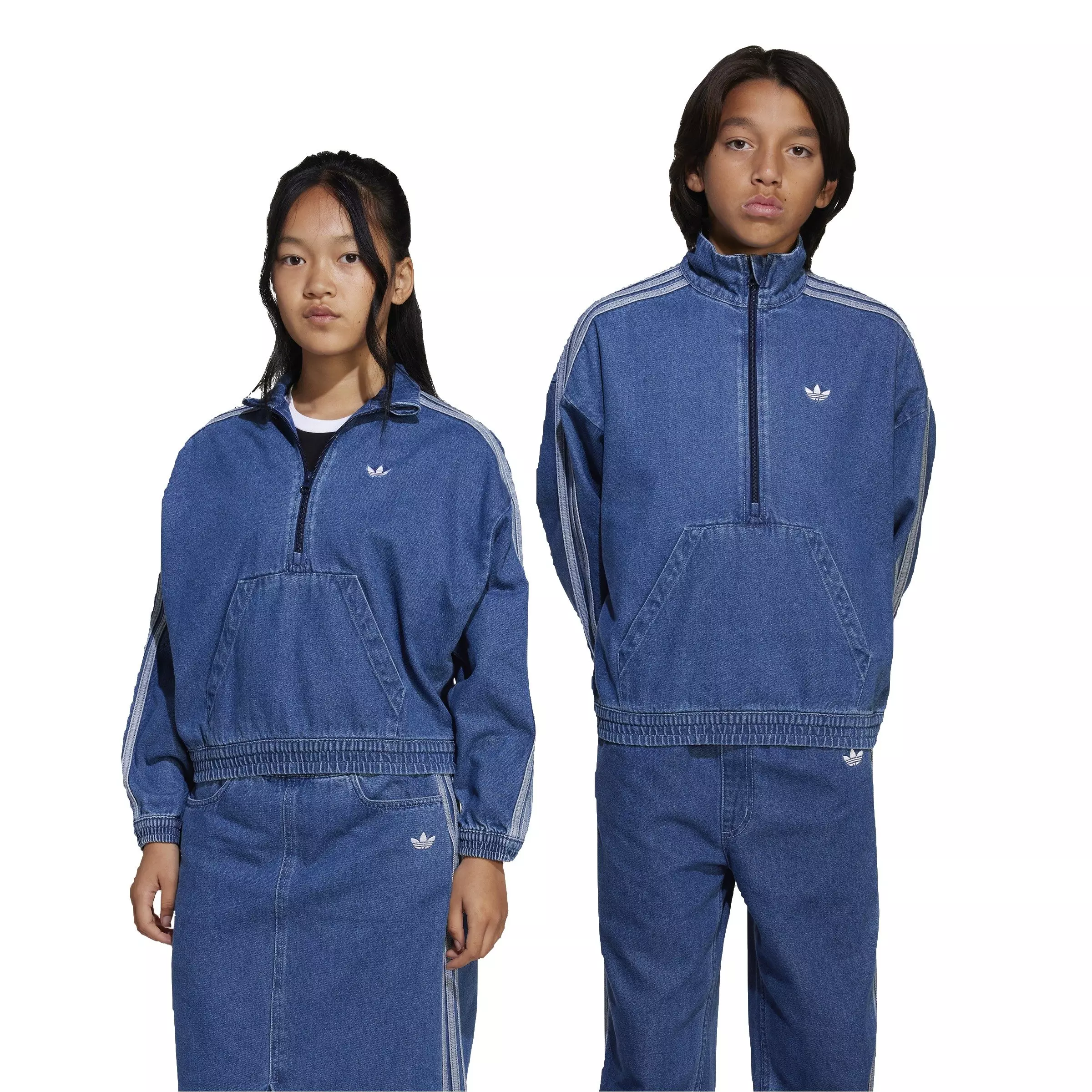 adidas Originals Adicolor Big Kids' Stripes Denim Jacket - Blue